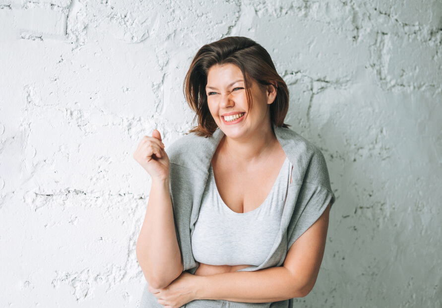 woman smiling wall